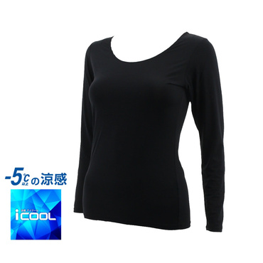 iCOOL アイクールインナー Uネック長袖Tシャツ(ブラック-L)