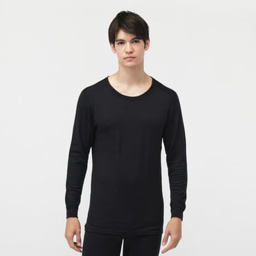 IHEAT メリノウール ウールインナー ワイドクルーネック長袖インナー