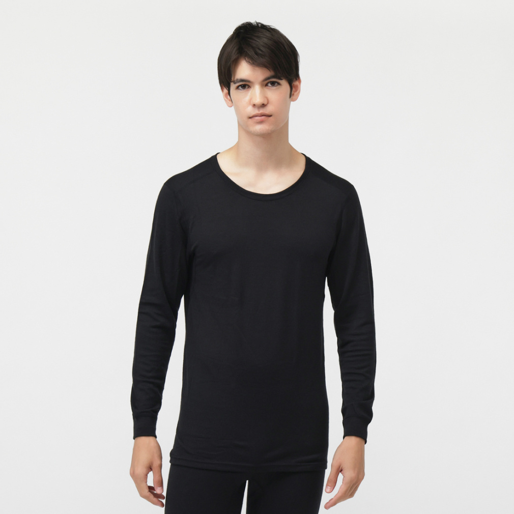 HYDROGEN ブラック 長袖インナーシャツ ティゴラ iHEAT アイヒート メリノウール 吸湿発熱 メンズ 長袖