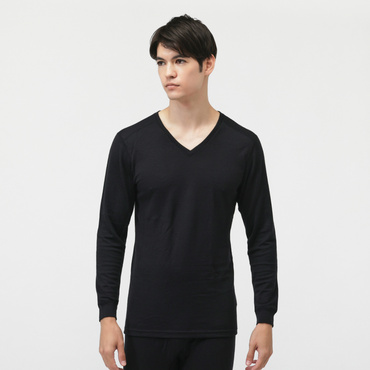 IHEAT メリノウール ウールインナー Vネック長袖インナー