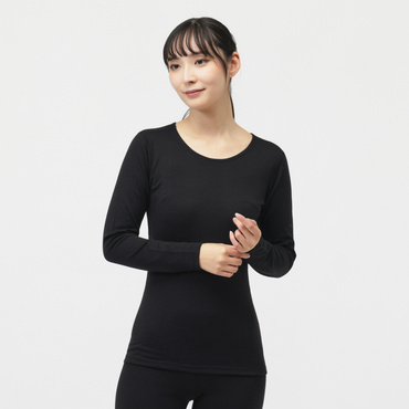 IHEAT メリノウール ウールインナー Uネック長袖インナー