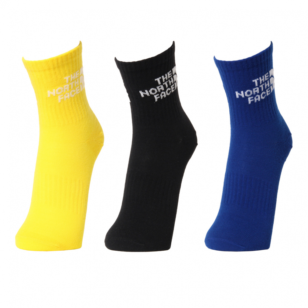 TNF Jacquard Logo 3P Crew TNF ジャカード ロゴ 3P クルー(イエロー×ターコイズブルー-25-27cm)