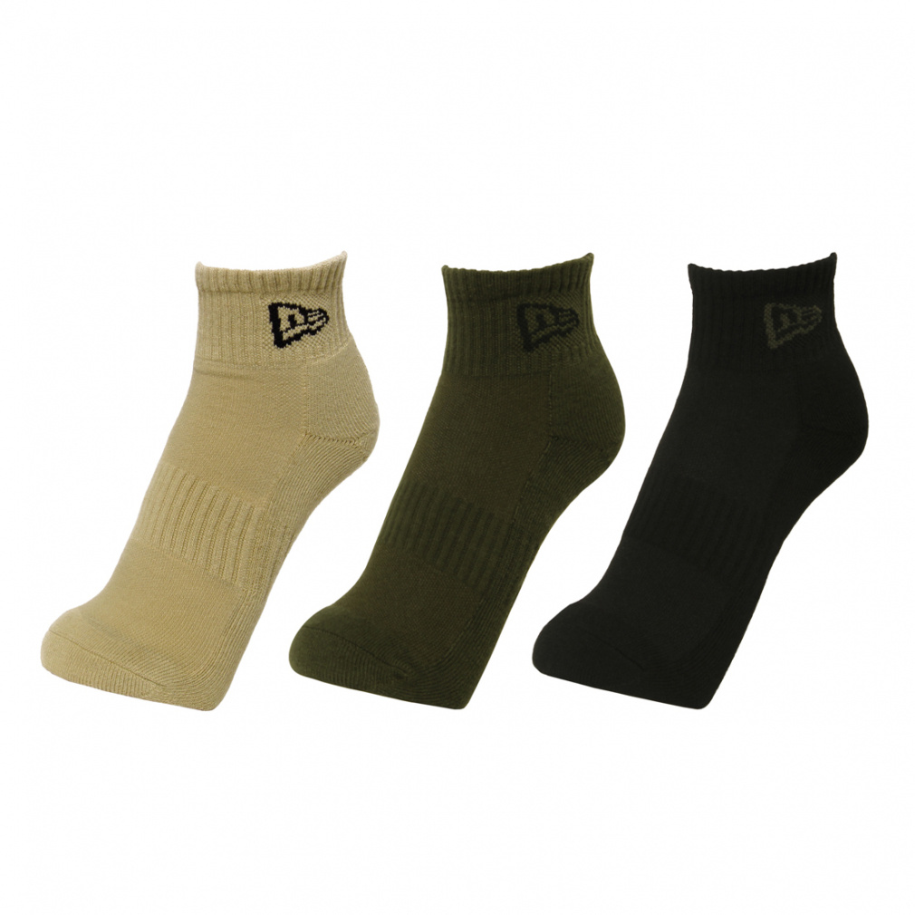 SOCKS ANKLE 3PAIRS MIL(ブラック×カーキ-25-27cm)