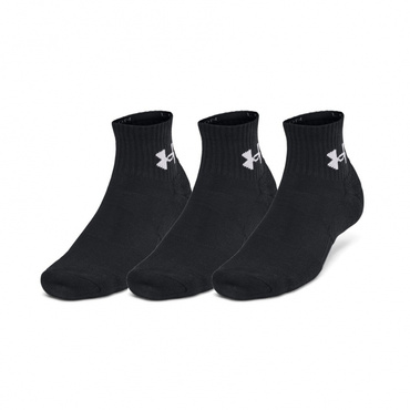 UAトレーニング コットン クオーター ソックス 3足セット(ブラック-25-27cm)