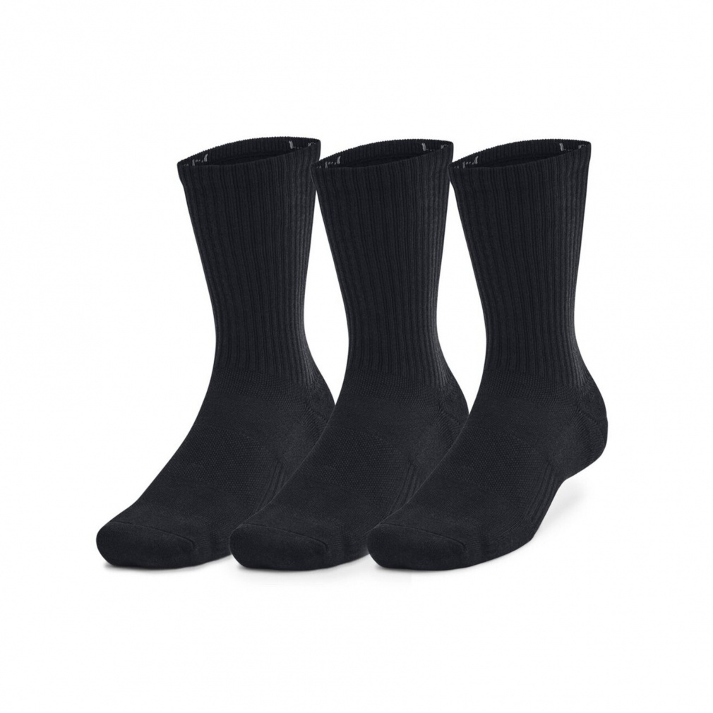 UAトレーニング コットン クルー ソックス 3足セット(ブラック-25-27cm)