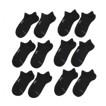 UAエッセンシャル ノーショー ソックス 6足セット(ブラック-21-23cm)