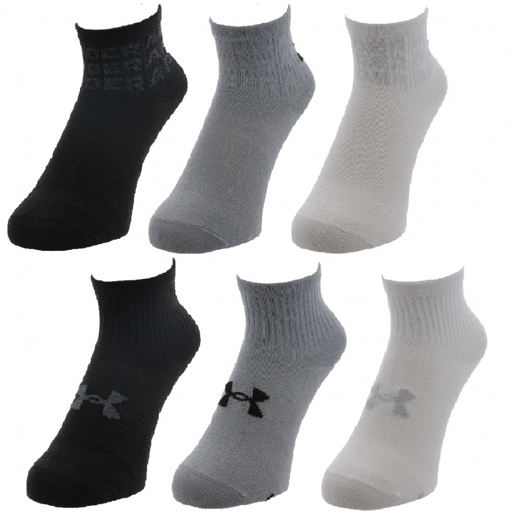 UAエッセンシャル クオーター ソックス 6足セット(グレー-21-23cm)