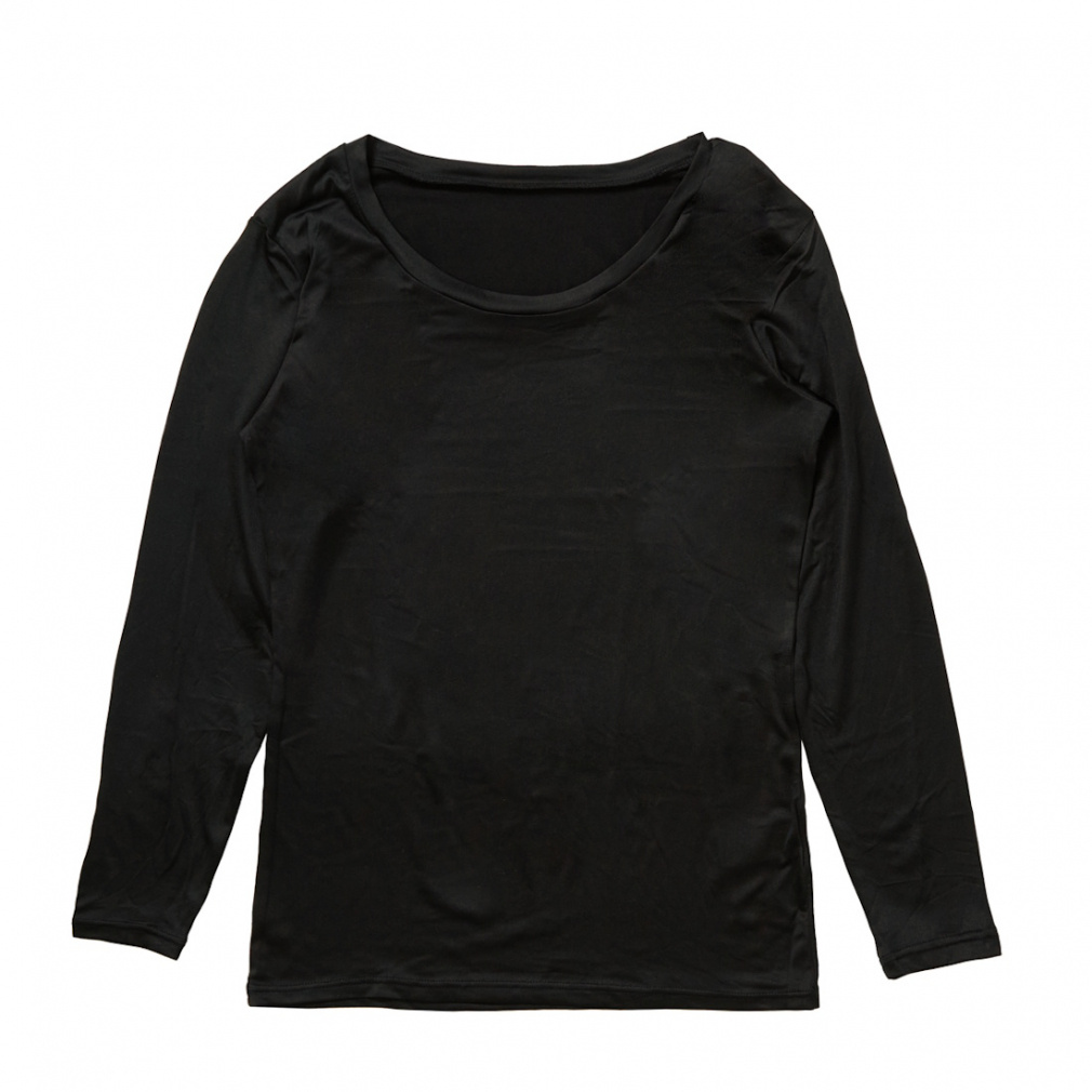 UVカットインナー クルーネック長袖Tシャツ(ブラック-S)