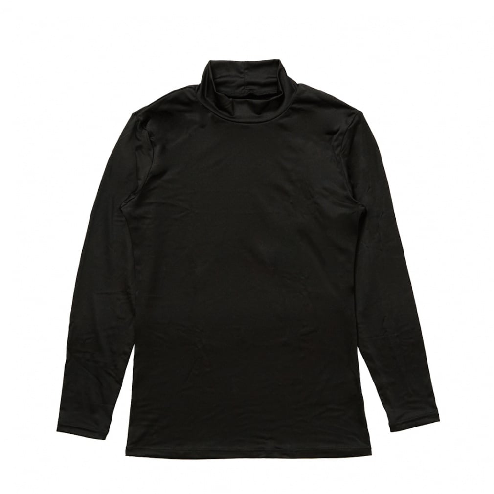 UVカットインナー モックネック長袖Tシャツ(ブラック-S)