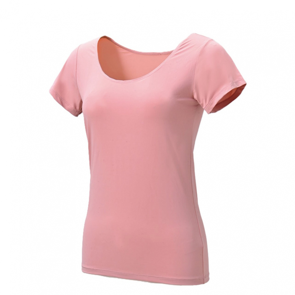 iCOOL アイクールインナー Uネック半袖Tシャツ(グレッシュピンク-S)