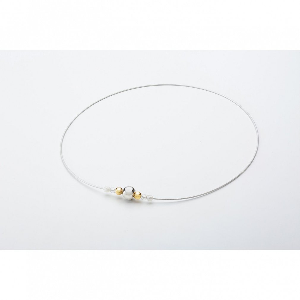 ファイテン ラクワネックレス ワイヤーミラーボール シルバー ゴールド 磁気ネックレス : シルバー×ゴールド phiten