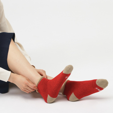 シンカーのせ総パイル裏起毛 トップロール スニーカー丈