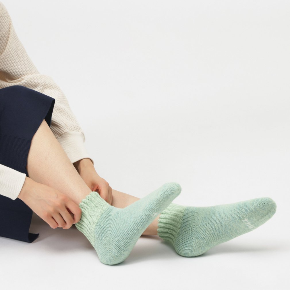 シンカーのせ総パイル裏起毛 引き揃えショート丈(ペールブルー-23-25cm)