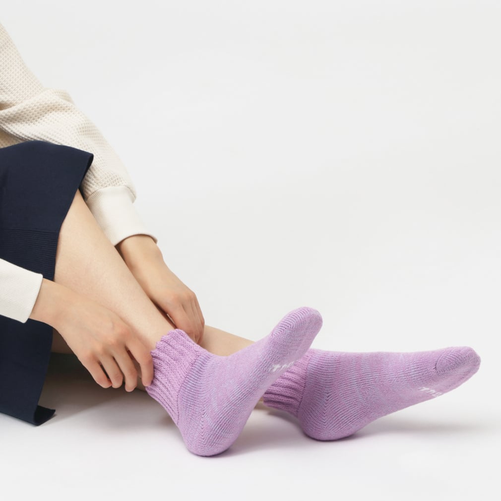 シンカーのせ総パイル裏起毛 引き揃えショート丈(ブルーバイオレッ-23-25cm)