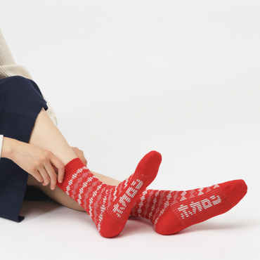 エモいお揃いジャガードクルー丈ジグザグ柄