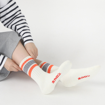 ミニクルー丈フットパイルボーダー