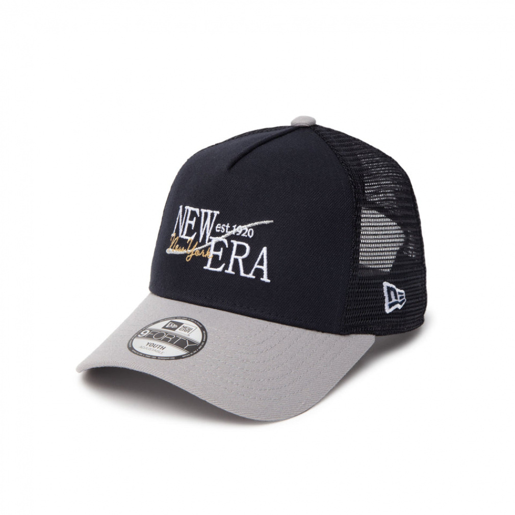 ニューエラ Youth 9FORTY A-Frame トラッカー Wind Logo ネイビー