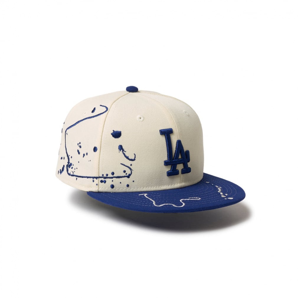 キッズ Youth 9FIFTY Dripping ロサンゼルス・ドジャース クロームホワイト ダークロイヤルバイザー(オフホワイト×ペールブルー-FREE)