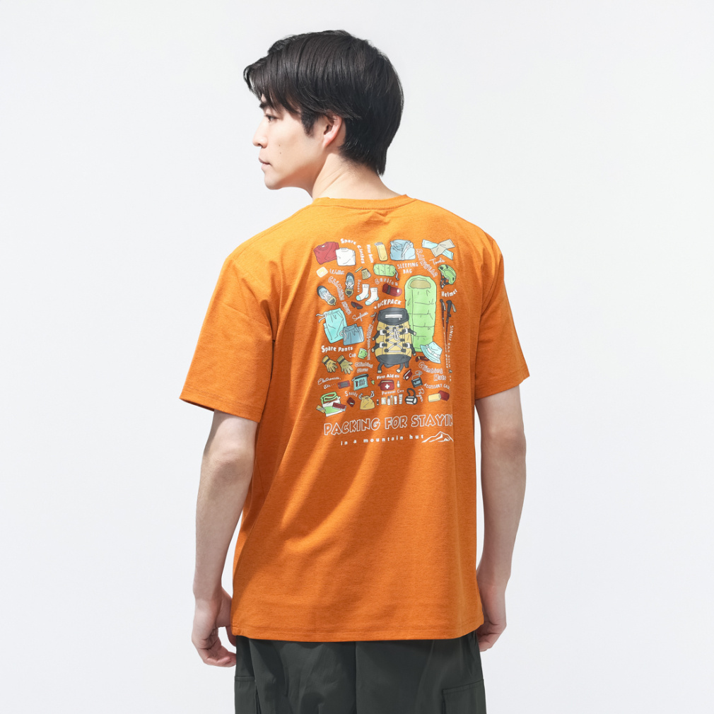 グラフィック半袖T パッキングリスト(オレンジ-S)
