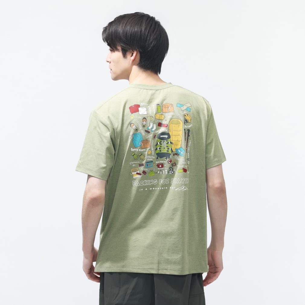 グラフィック半袖T パッキングリスト(スモークグリーン-S)