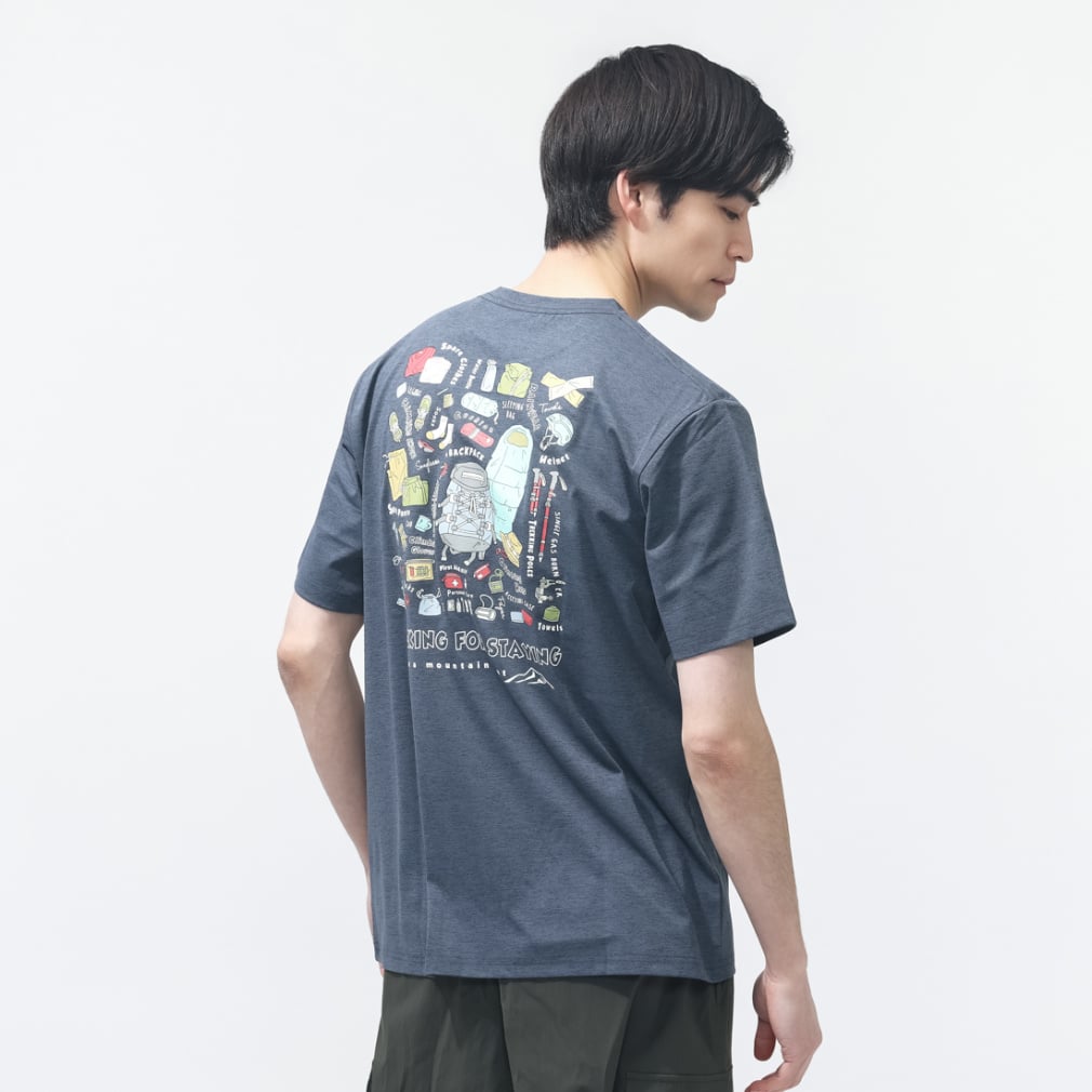 グラフィック半袖T パッキングリスト(グレイシュブルー-S)
