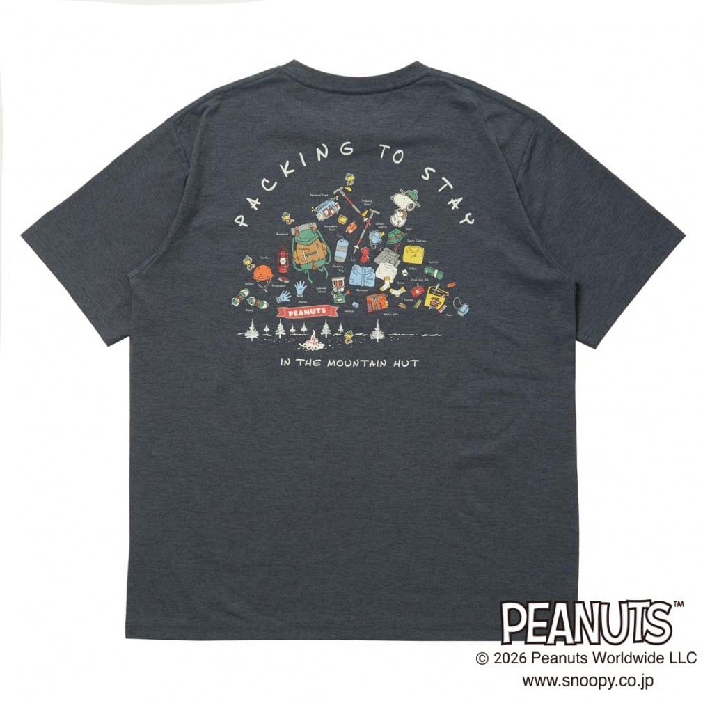 グラフィック半袖Tピーナッツパッキングリスト(グレイシュブルー-S)
