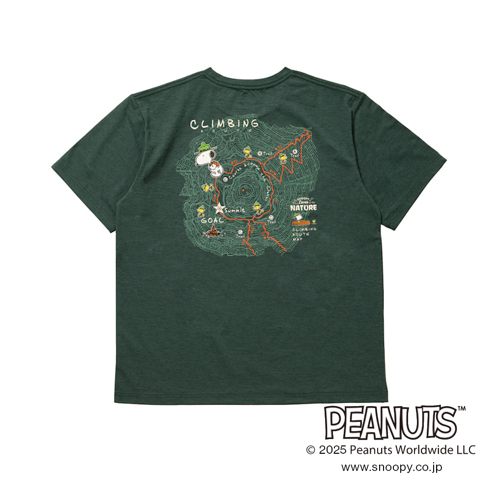 グラフィック半袖T 等高線(スヌーピー)(グリーン-S)