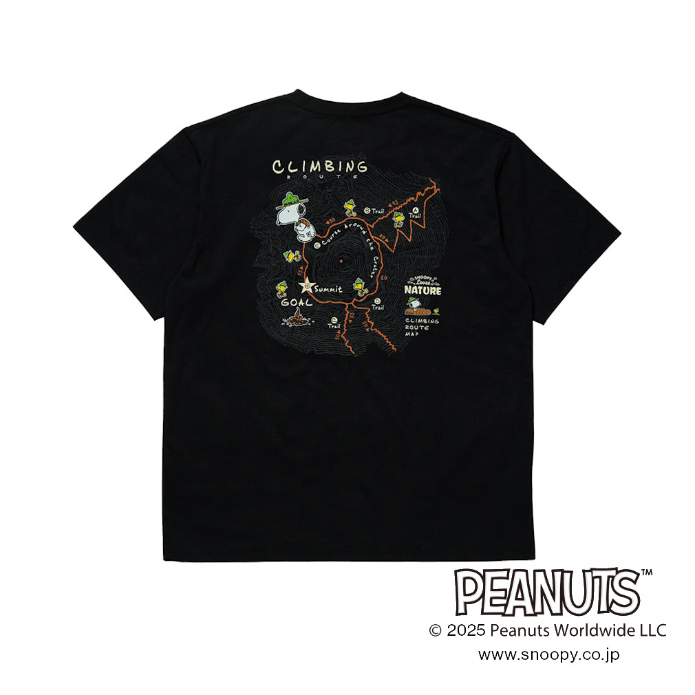 グラフィック半袖T 等高線(スヌーピー)(ブラック-S)