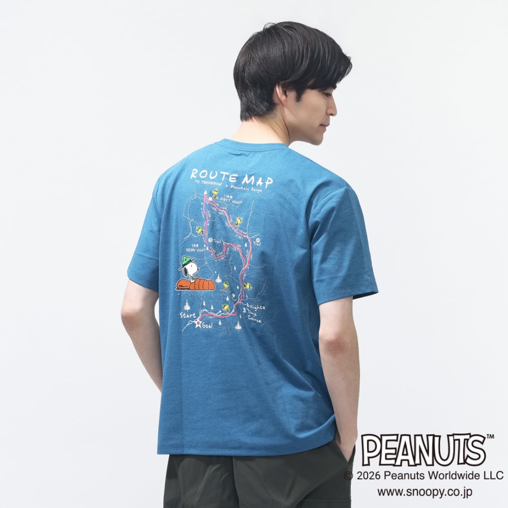 グラフィック半袖Tピーナッツ等高線MAP(ピーコックブルー-S)