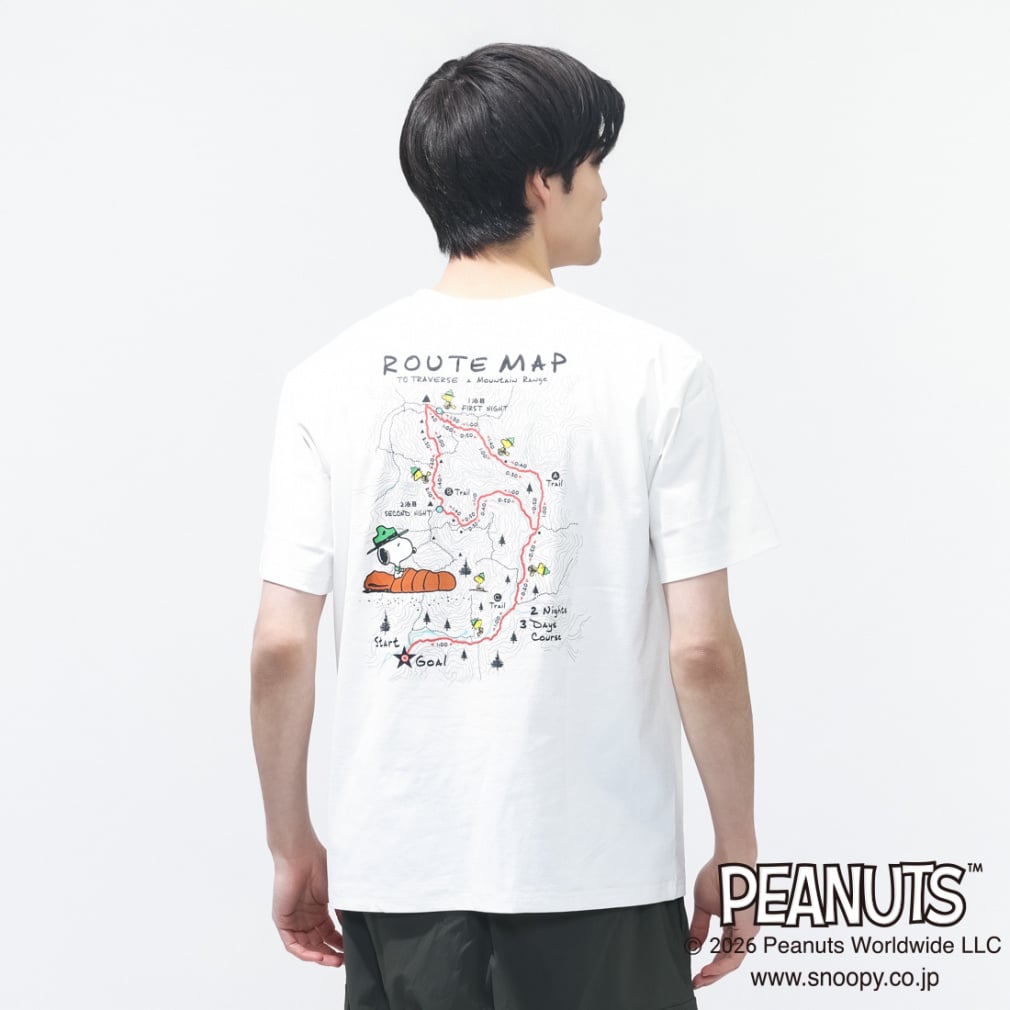 グラフィック半袖Tピーナッツ等高線MAP(ホワイト-S)