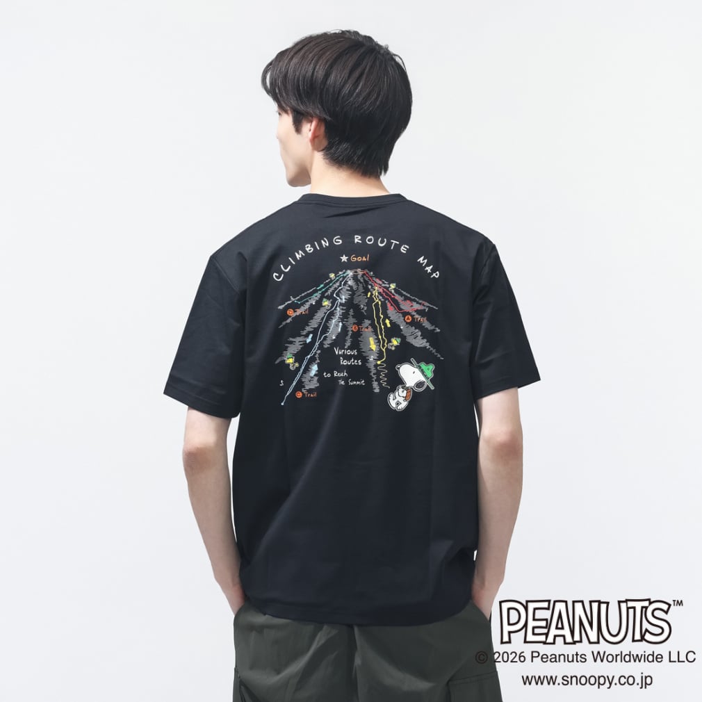 グラフィック半袖Tピーナッツ登頂ルート(ブラック-S)