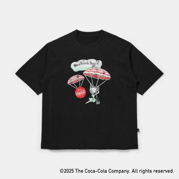 コカ･コーラ パラシュートプリントTシャツ(ブラック-S　ユニセックス)