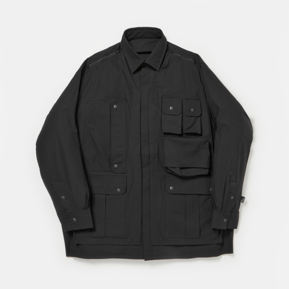 撥水リップストップ ディタッチシャツ(ブラック-S)