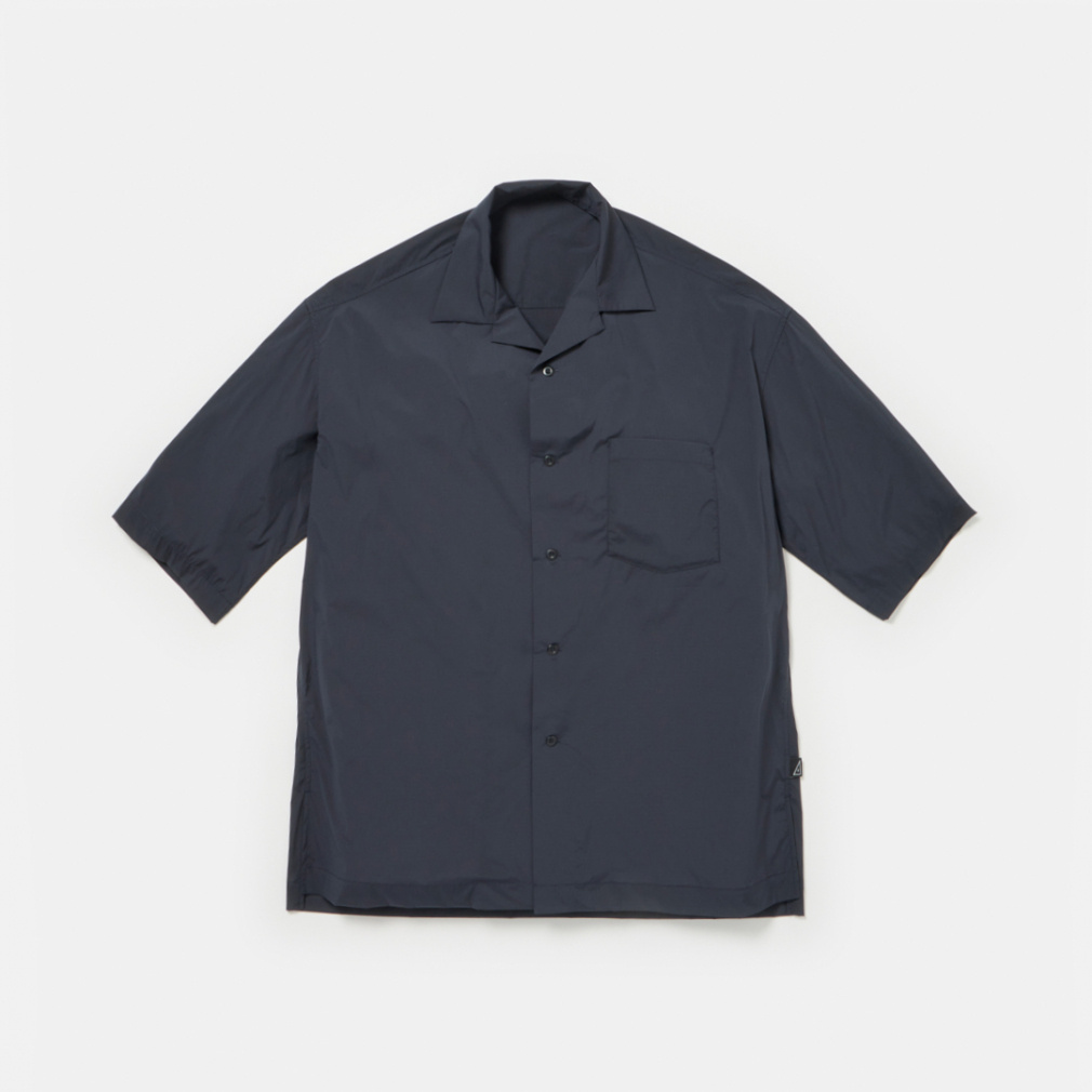 軽量ナイロン オープンカラーシャツ(ネイビー-S)