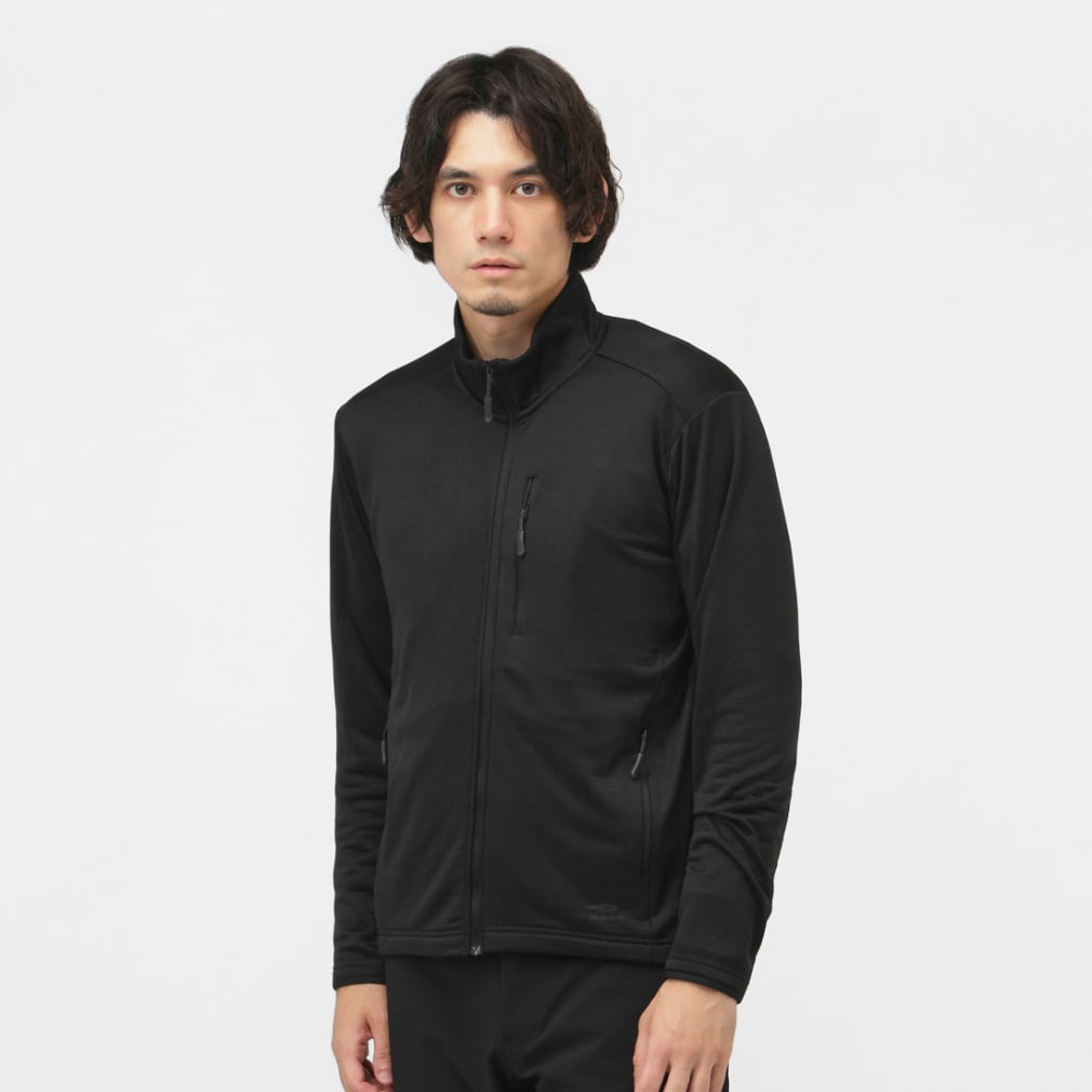 グリッドフリースジャケット(ブラック-S)