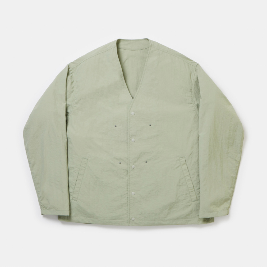 撥水ライトシェル ノーカラージャケット(グレッシュグリン-S)