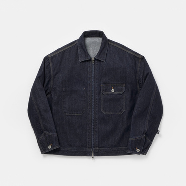 リンスデニム ショートジップブルゾン(ネイビー-L)