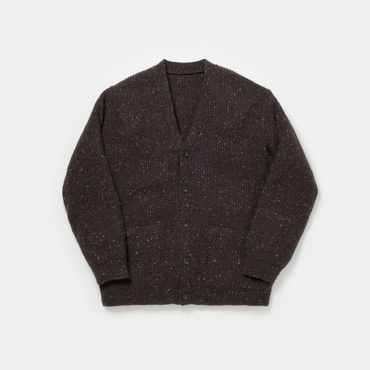 CNY両畦編み ニットカーディガン(ダークブラウン-S)