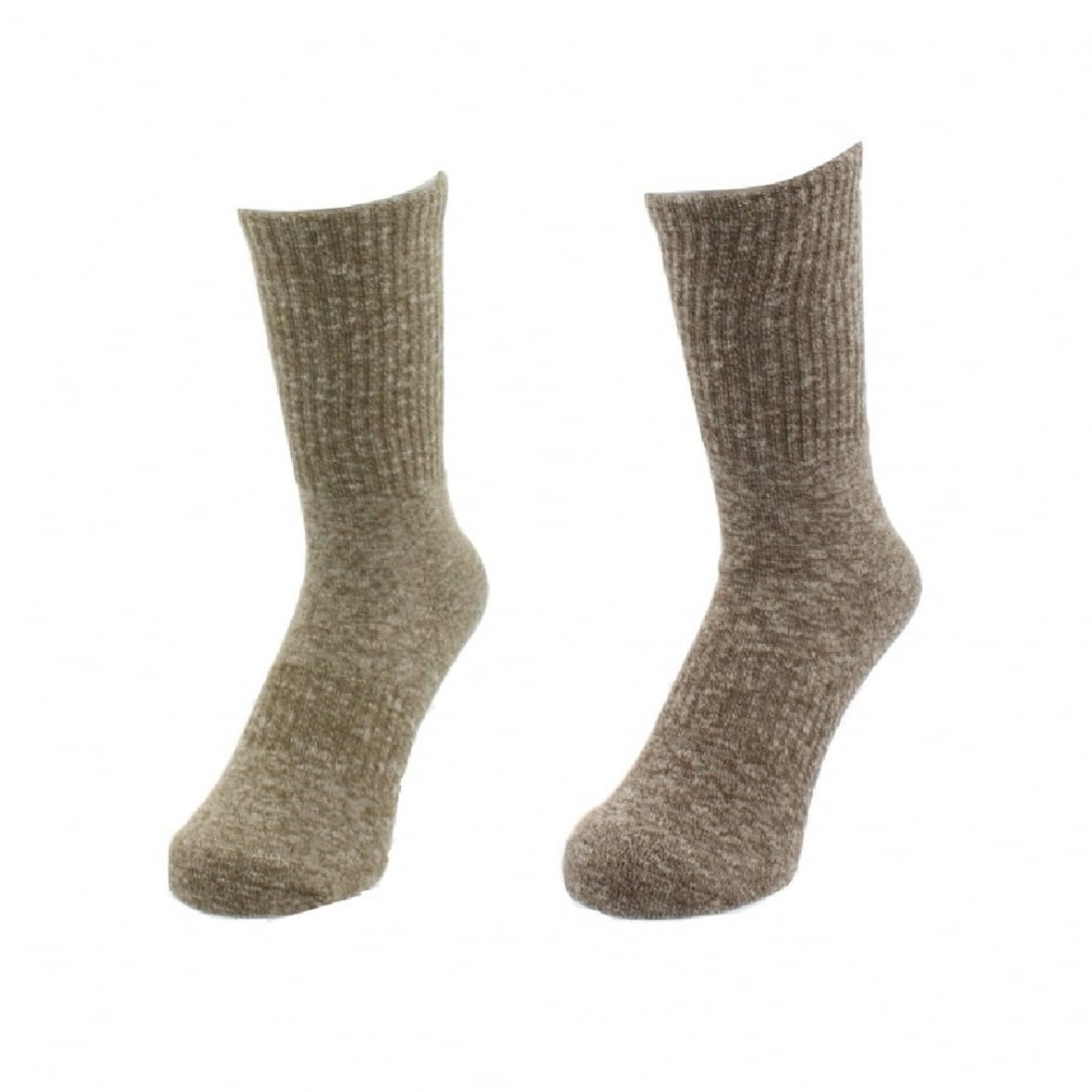 アウトドア2足組ソックス(カーキ×ブラウン-25-27cm)