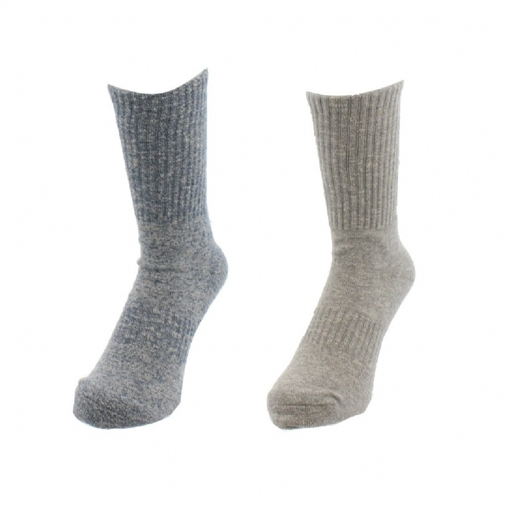 アウトドア2足組ソックス(ネイビー×グレー-25-27cm)