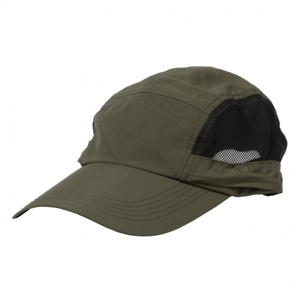 アウトドアUVキャップ 日よけ付き 取り外し可能(カーキ-FREE)