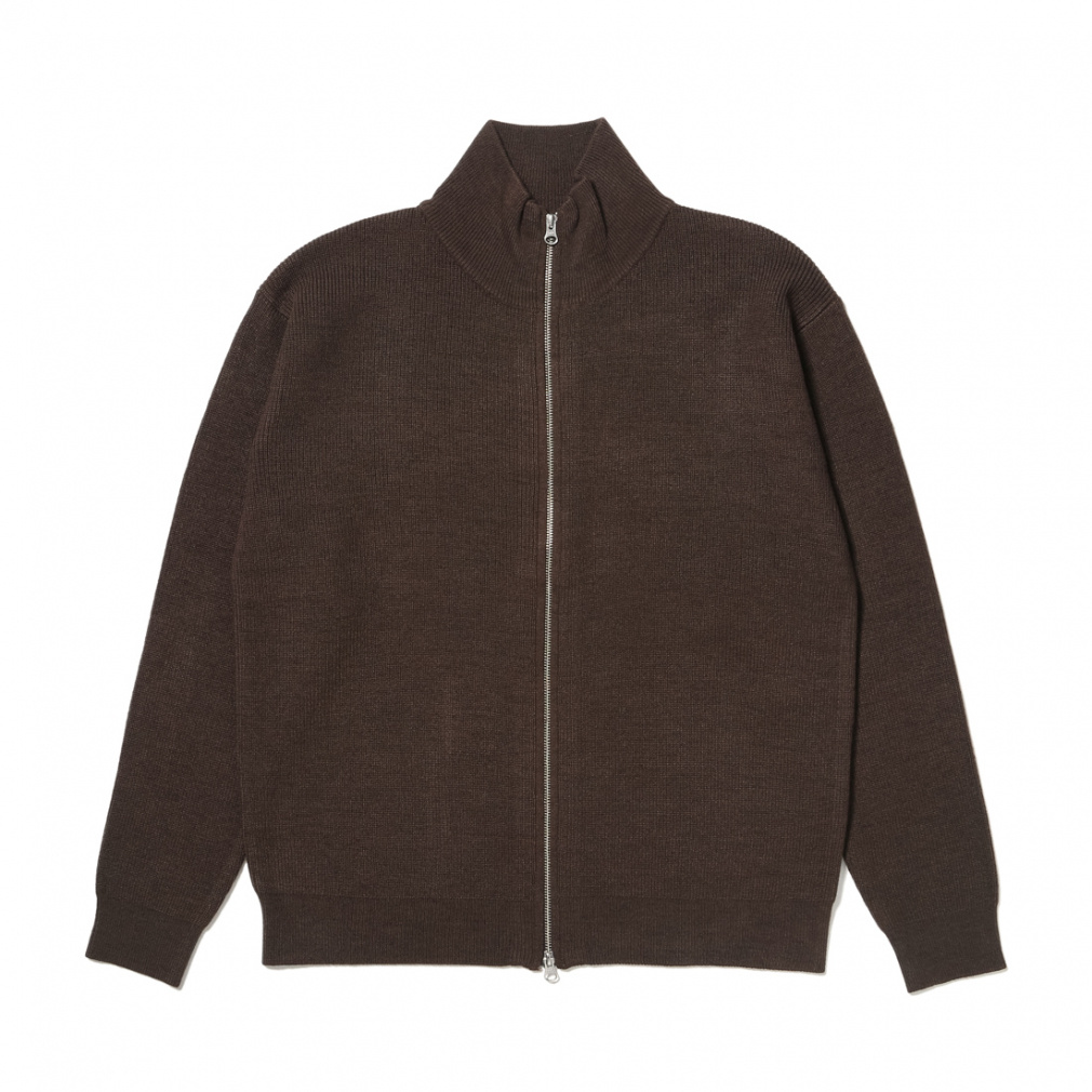 12G片畦編み ドライバーズニット(ブラウン-XS)