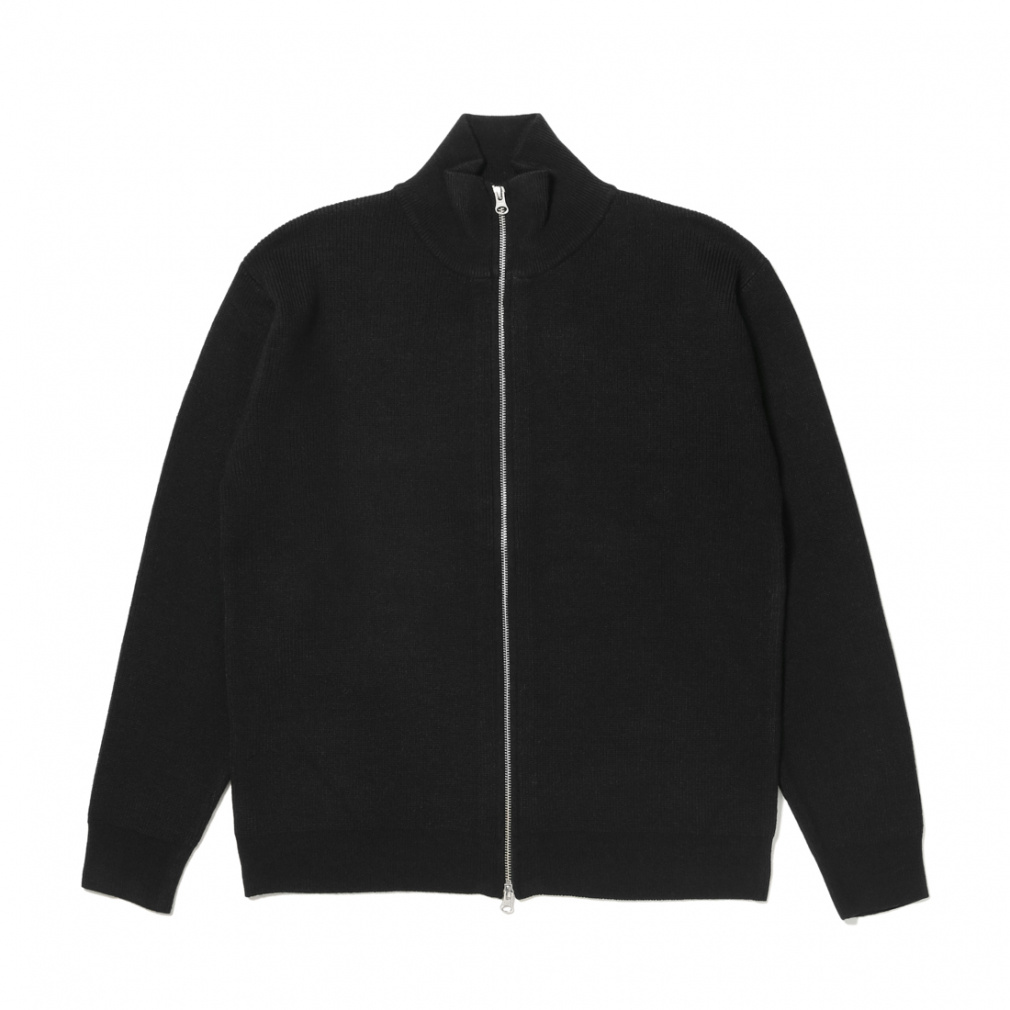 12G片畦編み ドライバーズニット(ブラック-XS)