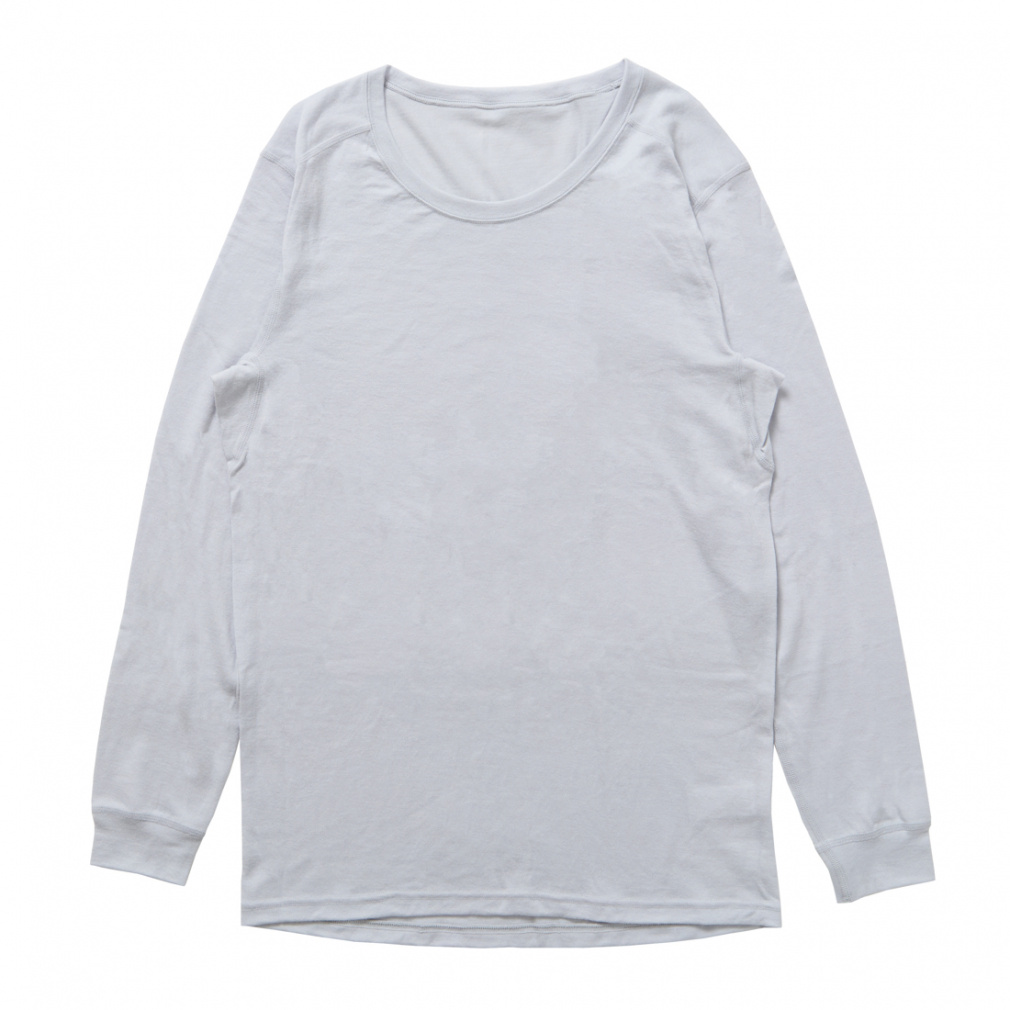 メリノウールインナーワイドクルーネック長袖(ライトグレー-S)