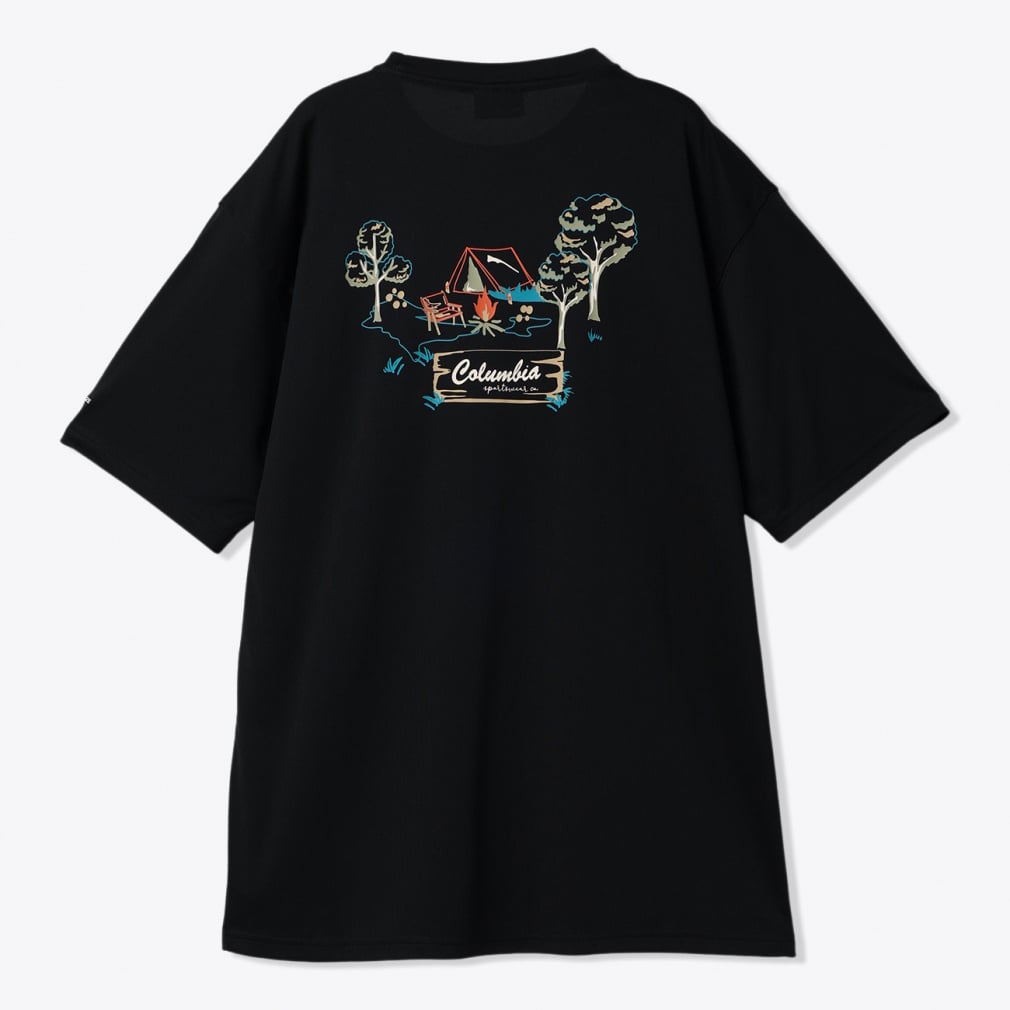 レイクアローヘッドグラフィックショートスリーブTシャツ(ブラック-S)