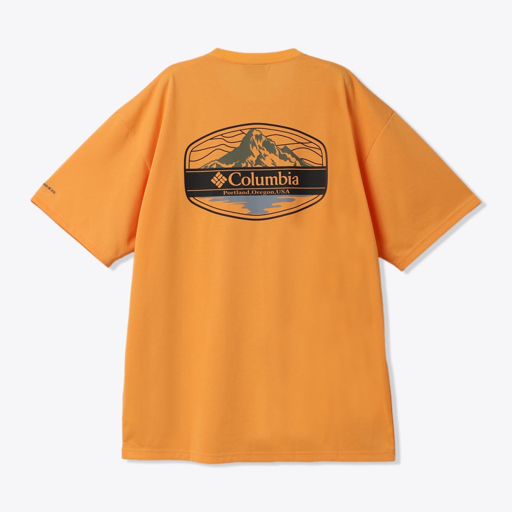 サンライズストレイトオムニフリーズゼログラフィックショートスリーブTシャツ(オレンジ-S)