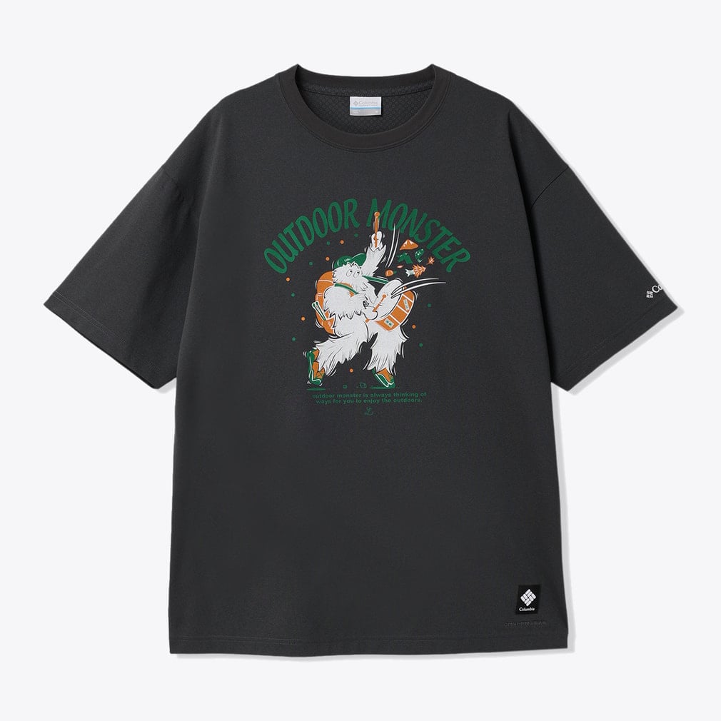 リトルベアロックグラフィックショートスリーブTシャツ(ダークグレー-XS)