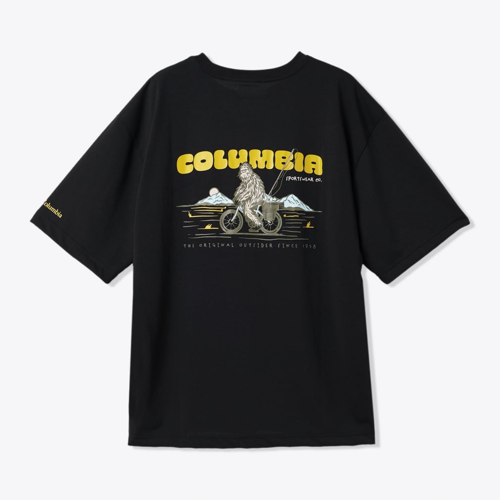 シダートレイルバックグラフィックTシャツ(ブラック-S)