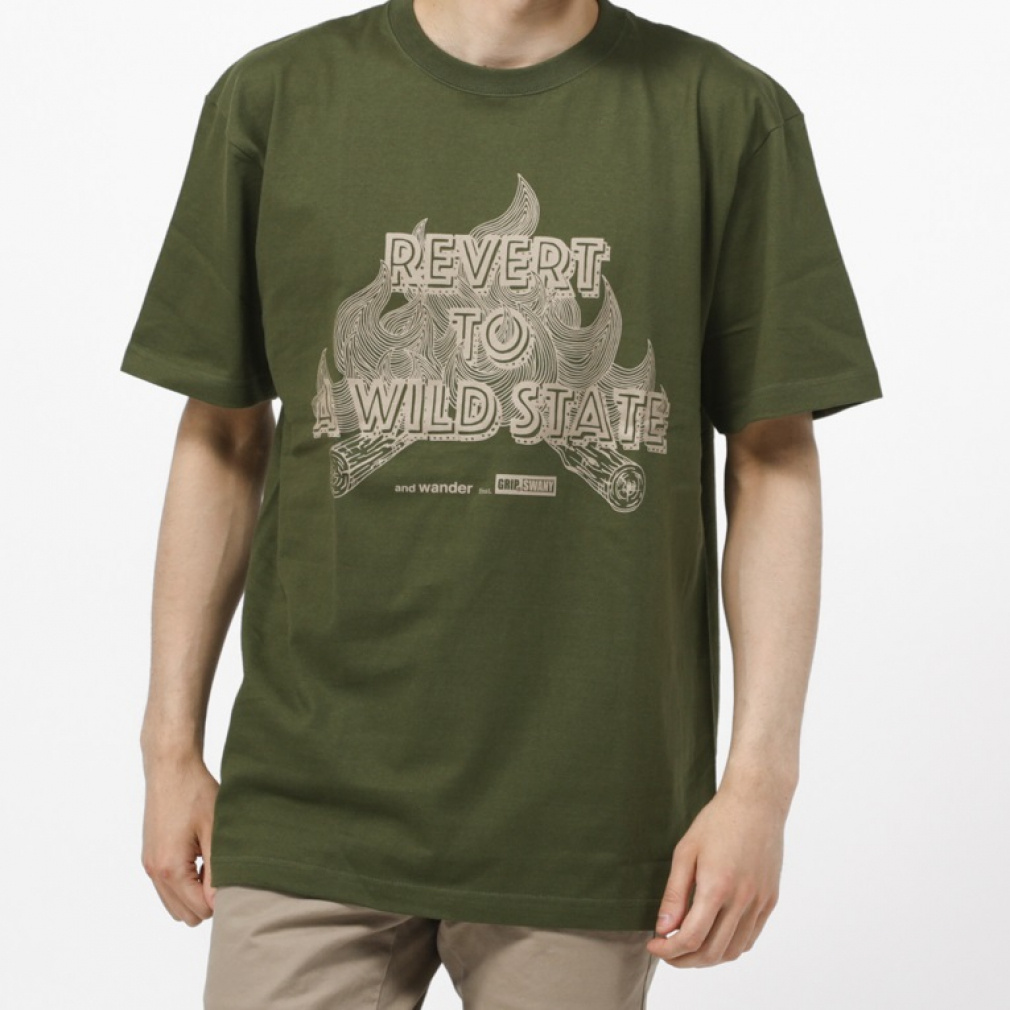 GRIP SWANY x and wander printed T(カーキ-M)