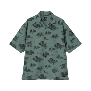 S/S Aloha Vent Shirt ショートスリーブアロハベントシャツ(グレッシュグリン×ブラック-S)